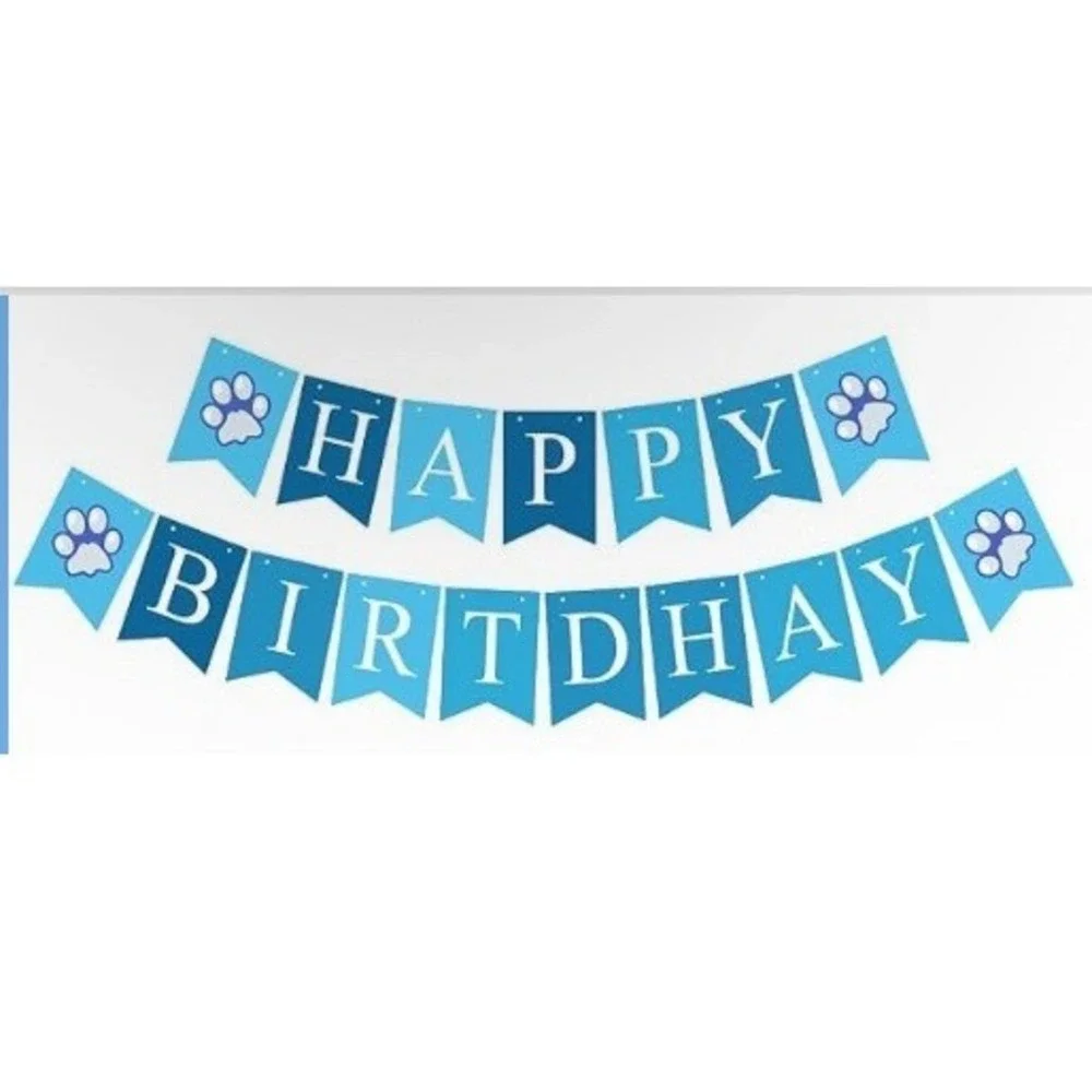 New Small Dog Birthday Party Set Blue Hat Bandana Bow Tie Banner Balloons Small